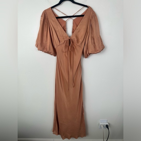 MOS The Label Ethereal Sleeved Keyhole Puff Sleeve Midi Dress Size 4 - Picture 3 of 8